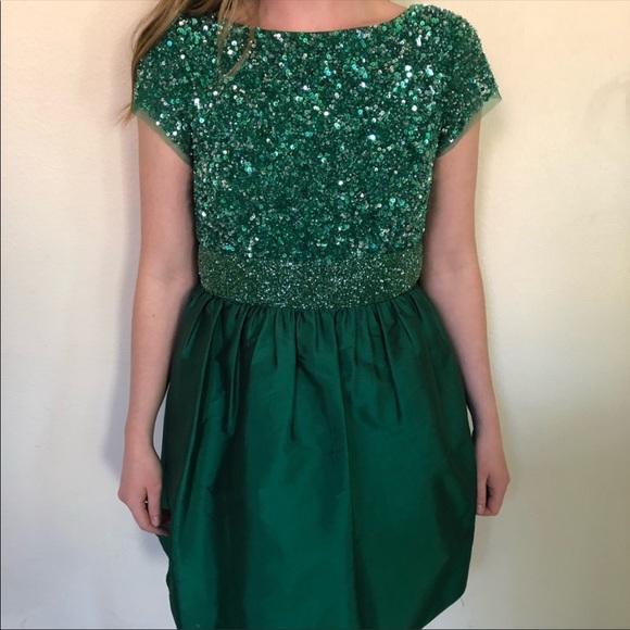 adrianna papell green sequin dress Adrianna Papell Sleeveless Sequin lace Gown in Emerald Green women dress size 8